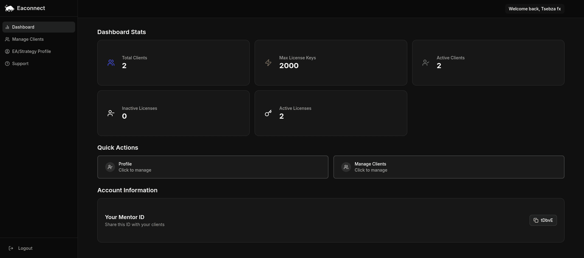 EAconnect Dashboard